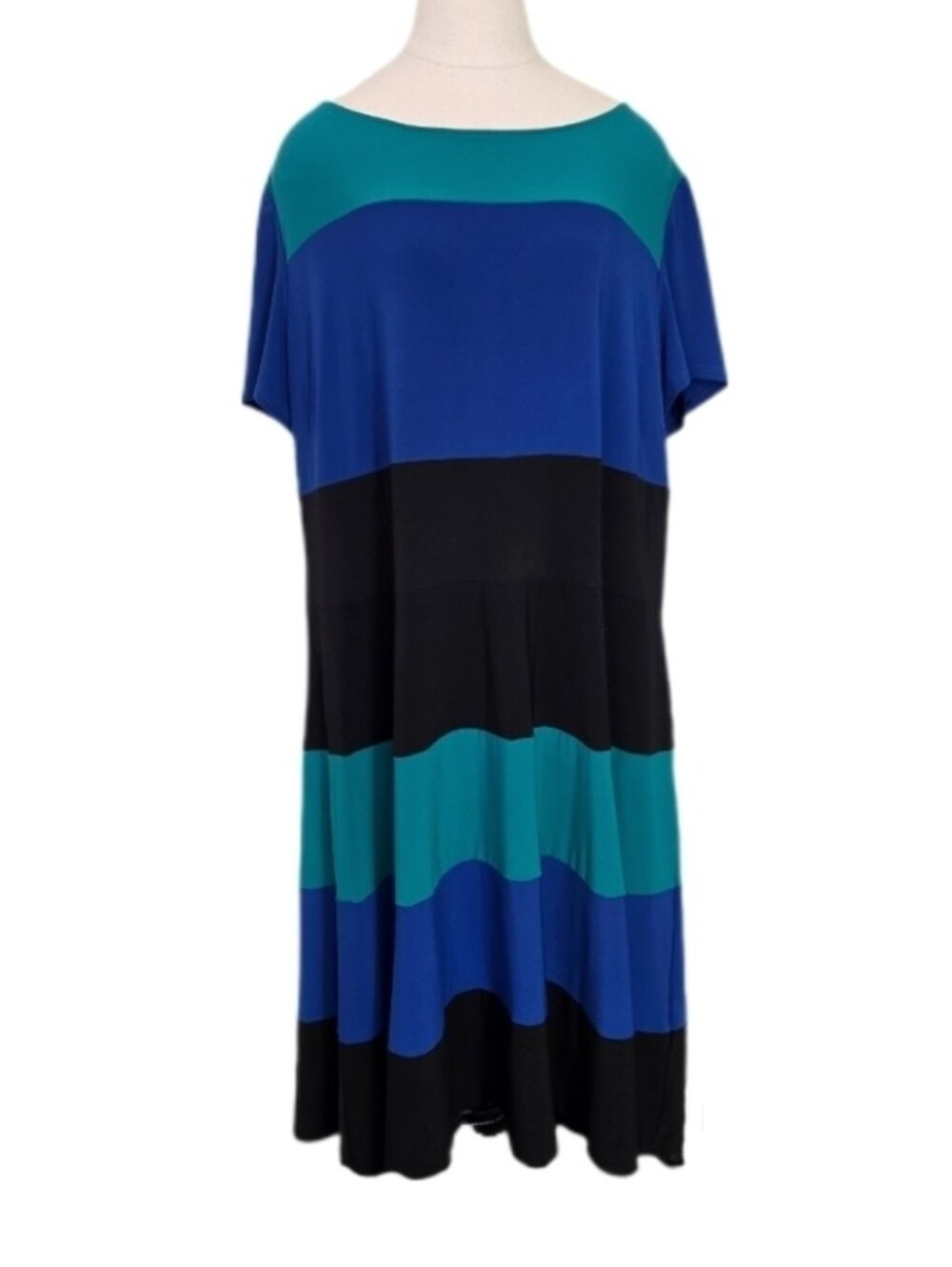 Julian Taylor Dress Colorblock Patchwork Relaxed Fit Blue Size 22W